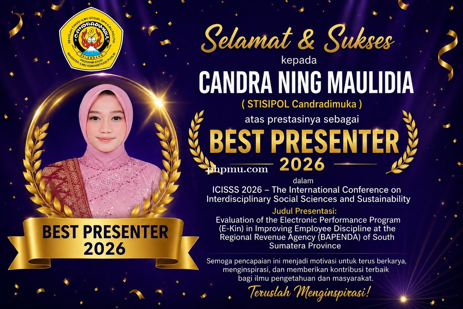 Best Presenter ICISSS 2026 \