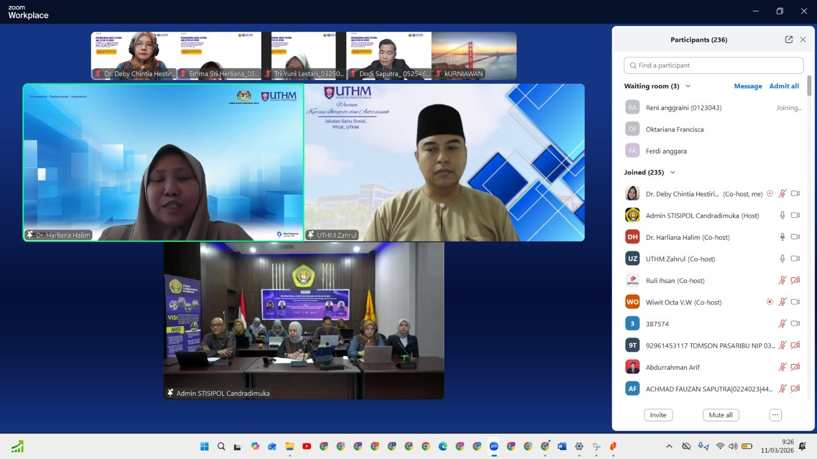 International Guest Lecture & Letter Of Intent STISIPOL Candradimuka bersama UTHM Malaysia